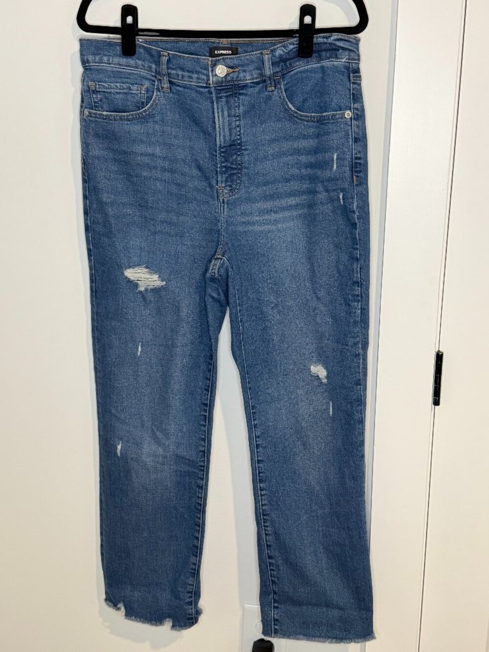 Express (12R) Distressed Denim Ankle Pants